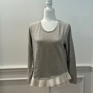 J. Crew sweatshirt with ruffle hem‎ size small grey and cream